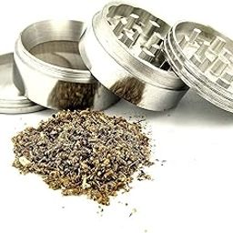 SEPARATE WAY Classic Metallic Herb Crusher, Grinder Medium with Honey Dust Filter with 4 Part (Silver, 42MM)-image-2