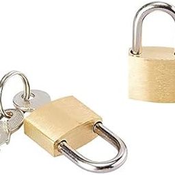 Sorzy 25MM Small Lock and Key for Luggage, Padlock for Securing Luggage, Gold, Set of 2-2