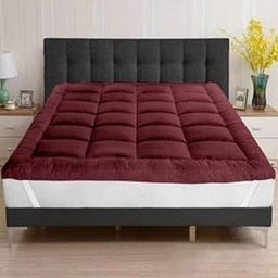 600 GSM Microfiber Mattress Topper | Quilted Mattress Padding Bed Topper | King Size 78x72 Inch | Ultra Soft Gadda Topper with Elastic Straps | Comfort Sleep & Pain Relief Support | Maroon-41