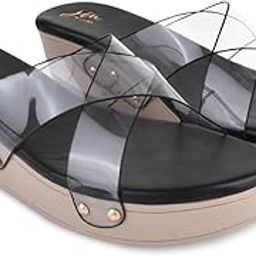 Style with Double Transparent Strap Wedge Sandals Fashionably Trendy and Comfortable for Women and Girls-image-85