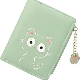 valerie Cute Wallets for Women, Leather RFID Blocking Small Bifold Wallet with Zipper Coin Purse for Girls and Ladies ' Women's Wallet (Green)-picture-26