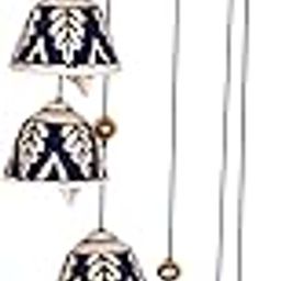 RAJ ROYAL Rajasthani Design Handcrafted Ceramic Wind Chimes for Home Positive Energy - Hanging Bells With 8 Latkan for Home Décor, Balcony, Bedroom Decoration - Indoor & Outdoor-image-0