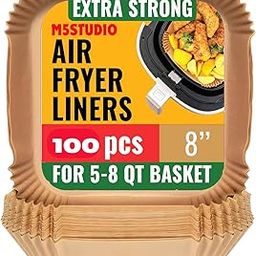 8 Inch Air Fryer Paper Liners, 100 Pieces, Parchment Paper for Microwave, Non-Stick Square Liners-picture-12