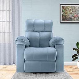 Little NAP Helios Soft Suede Fabric Single Manual Rocking & 360° Revolving Recliner | Padded 1 Seater Aaram Sofa | Relaxing Chair for Home Office Living Bed Room (Sky Blue)-image-17
