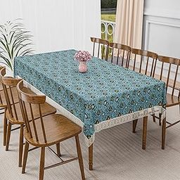 Kuber Industries 60x90 Inch PVC Dining Table Cover 6 Seater Waterproof for Living Room | Table Top Cover | Protector Sheet for Dining Area | Flower - Grey & Black-image-88
