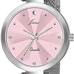 Pink Dial Steel Mesh Chain Analog Watch for Women - JW8583-picture-28