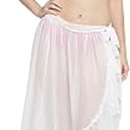 Women's White Chiffon Tie Up Long Skirt Sarong Beach Cover Up Sarong Wrap Pareo Sarong Swimsuit Body Coverup Dress, Free Size-image-10