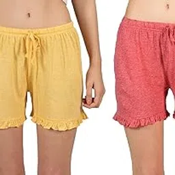 evolove Women's Cotton Printred Shorts Super Soft Comfortable (Shorts-P2)-picture-42