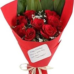 The FloralMart® Birthday Special Fresh Flower Bouquet of 10 Red Roses in Paper Packing-image-68