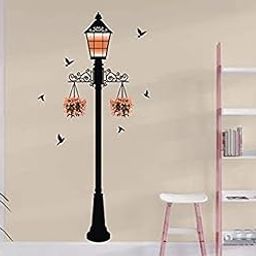 Heaven Decors Pvc Vinyl Cors Street London Lamp With Hanging Flower Wall Sticker For Living Room,Hall Decor (Ideal Size On Wall: 63 Cm X 130 Cm),Multicolour, Self Adhesive-image-27