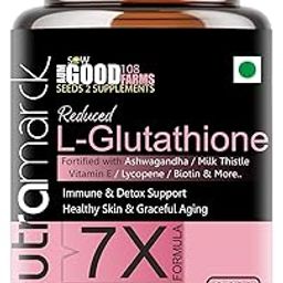 NutraMarck L Glutathione 7X Capsules | For Skin Whitening & Glowing Skin Formula | | With Milk Thistle, Vitamin E & Biotin | Glutathione Supplement | Supports Liver Detox (90 Count)-9