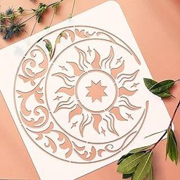 Cliths Sun and Moon Stencil Reusable Mandala Plastic Template for Wall Art, Painting, Scrapbooking, DIY Crafts, Wood Decor, Home Decoration, Drawing, and Floor Projects-30