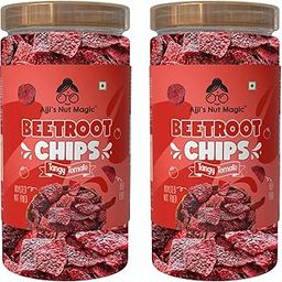 Ajji's Nut Magic Beetroot Chips Tangy Tomato 300g (Pack 2) | Healthy Vegan Snack | Gluten-Free, Low-Calorie | Light & Crispy Chips | high protein | Natural ingredients, Vegan | No Artificial Preservatives, Trans Fat Free, Low Calorie | Perfect for Snacking-image-94