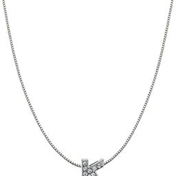 Silver Rhinestone Crystal Alphabet Letter Initial Pendant Chain-image-55
