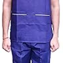 India Unisex Scrub Suit set with Piping comfort cloth V-Neck 3 Pocket Top and Cargo Type Trouser 40 navy blue-image-19