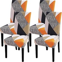 P-PLUS INTERNATIONAL Elastic Chair Cover Set of 4 for Dining Table - Multicolor Seater Chairs Cover-image-11