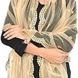 Embellished Mirror Half Curve Trendy Design Soft Net Dupatta for Womens & Girls-48