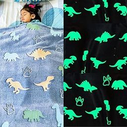FAMYO Queen Size Glow in The Dark Blanket for Kids - Dinosaur | 200x152 cm, 0-15 Years | Soft Flannel Fleece Throw | Cozy & Warm All-Season Glow Blanket | Ideal Gift for Boys & Girls (Blue)-image-81