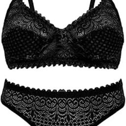 Womens Cotton Solid Regular Bra & Underwear Lingerie Set-image-73