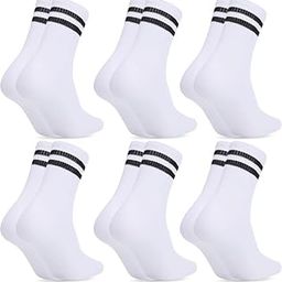 Sports & Gym Workout Socks for Men & Women with Premium Cotton | Striped Quarter Socks, Free Size | Running, Cycling & Gym | Odour Free | Pack of 6-image-0