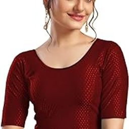 Ethnic Designer Blouse for Women - Cotton Lycra, Stretchable, Readymade - Stylish Round Neck Blouse for Saree, Choli, and Lehenga - Pull On Design-image-71