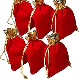 Saugat Traders Potli Bags - Drawstring Closure Potli/Bag - Shagun Potlies for Gifting - Wedding Return Gift - Parties - Marriage - Birthday (Pack of 6)-image-32