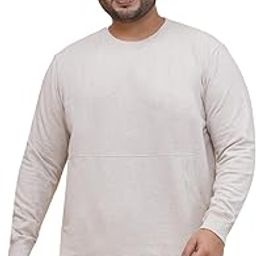 Plus Size Men Fleece Beige Round Neck Sweatshirt (JPSWT75189_Beige)-21