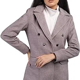 honnete Casual Emily Houndstooth Trench Regular Fit Double Breasted Women Winter Coat-picture-41