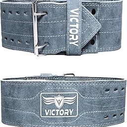 VICTORY Weight Lifting Belt, Genuine Leather Weight Lifting Belt 4" inch Durable Comfortable Lower Back Support for Men Women | Body Fitness Gym Back Support Weightlifting Belt (Grey, XL)-image-52