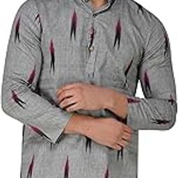 Men's Printed Kurta Pure Cotton Long Kurta, Round Collar, Full Sleeves, Button Kurta, Ethnic Wear-image-63