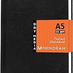 MENORAH Paper A5 - Sketch Book For Artist - 115 Gsm (160 Pages / 80 Sheets) - Artist Drawing Book - (21.0Cm X 14.8Cm) - Hard Case Bound - Completely Handmade-Portrait- Black, Watercolor-image-10