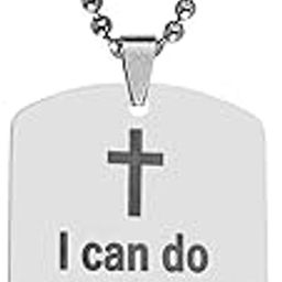 Dog Tag Necklace for Men Bible Verse Cross Pendant Stainless Steel Ball Chain 22inch Inspirational Christian Jewelry Meaningful Religious Gift for Boys LCSPn202323-image-79