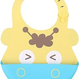 Hopop Silicone Bib for Baby | Waterproof Silicone Baby Bib for Feeding with Crumb Catcher | Adjustable Neckline with Buttons | Washable & Reusable | Suitable from 6 to 36 Months-27