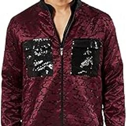 Men's Silk Blend Jacket - Textured Pattern with Shiny Black Pocket Detailing, Contemporary Semi-Formal Outerwear-image-8