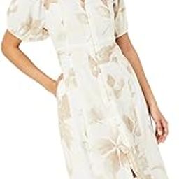 Women's Half Sleeves Spread Collar Cotton Printed A-line Dress-image-2