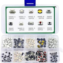 Serplex® 250pcs Push Button Switches Push Button Switch On Off Replacement Remote Control Button Replacements for Repairing with 10 Designs Micro Push Button Replacements with Box-image-1