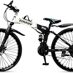 Skyride BMW X6 Foldable Bicycle With 21 Speed Gear, Dual Disc Brake, Carbon Frame Suspension for Men - 26 Inch Wheel Size (Black)-29