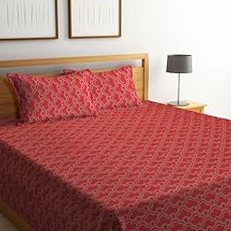 FABINALIV Red Abstract 100% Cotton Handwoven King Size Double Bedcover with 2 Pillow Covers (FLBD-1025-Red)-picture-14