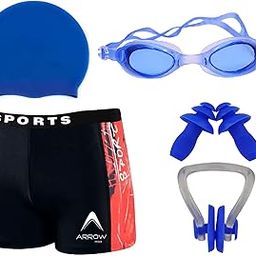 Swimming Kit with Authentic Men Swim Trunks for S,M,L,XL, 26,28,30,32,34 & 36 Waist Size Blue-image-34