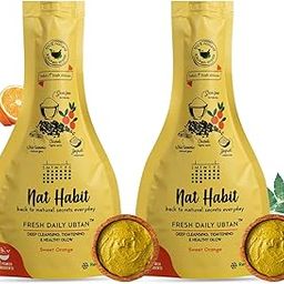 Nat Habit Fresh Sweet Orange Ubtan & Face Pack For Glowing Radiance, Tan & Deep Cleansing, Suitable For All Skin Types, Remove Blackhead & Whitehead (40g x Pack of 2)-1