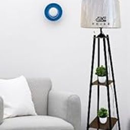 FEIXE New Metal LED Floor Lamp With 3 Shelf Storage And Beige Color Shade For Home, Living Room Bedroom Office Gift-image-116