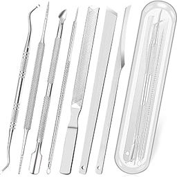 MAYCREATE® 6pcs Ingrown Toenail Tool, Toenail File and Lifters, Foot Skin Scraper Surgical Stainless Steel Ingrown Toenail Removal Tool Kit, Nail Cleaner Tools with Box-50