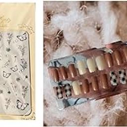 M.F.H 24 PCS Stick On Nails for Women Press On Nails Girls French Nail Reusable AND NAILS Stickers DIY 5D Art Manicure Stickers for Salon Art Patch (PACK OF 2) COMBO RANDOM DESIGNE OF STICKER-19