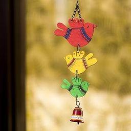 ExclusiveLane 'Birds and Bell' Garden Balcony Wall Decorative Hanging and Wind Chimes for Home with Good Sound (Metal and Wood, 1 Bell) (EL-015-059), Multicoloured, Standard-5