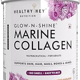 HealthyHey Glow-N-Shine Marine Hydrolyzed Fish Collagen Peptides | Type 1 & 3 Collagen Supplement with Hyaluronic Acid | For Skin, Hair, Nails (Unflavoured, 200,g)-4
