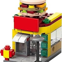 Interlocking Blocks – Burger Shop | Restuarent Model | Food Stall Model | MALL Street Micro Building Block Set | DIY STEM Construction Kit for Kids & Adults | Collectible Mini Toy Blocks (118 Pcs)-image-88