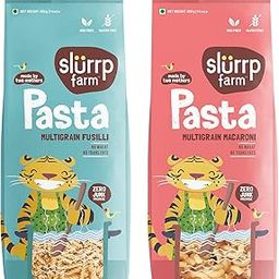 SLURRP FARM No Maida Pasta Combo | Gluten Free & Multigrain | Healthy Pasta made with Brown Rice and Corn | 400 grams X 2-8