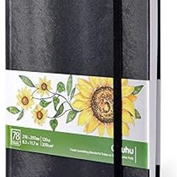 Ohuhu Sketch Book Drawing Book A4 200 Gsm Sketchbook Drawing Paper Art Book Drawing Pad/Notebook Sketch Book For Artist Markers Pencils Charcoal Pastels Great Gift Idea 78 Sheets/156 Pages,Oil Paint-17