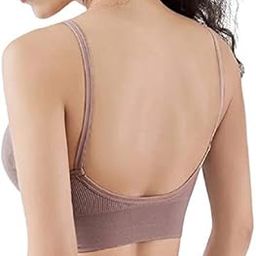 Women's Fitness Bra Low Back deep Neck Backless Fashion Female Cropped top Pushup Bralette (Free-Size)-image-52