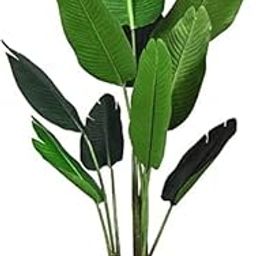 FOX & FERN New Imported Natural Looking Real Touch Artificial Traveller'S Palm (5.3 Ft) with Pot for Home,Office,Patio, Living Room Decor (GAJW3017)-image-2